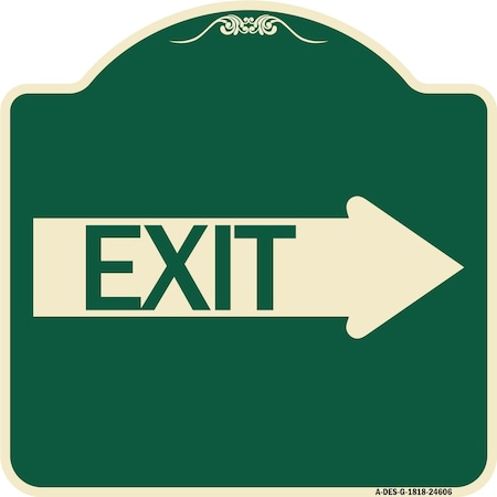 Signmission Exit With Right Arrow Heavy-Gauge Aluminum Architectural Sign, 18" H, 18" L, G-1818-24606 A-DES-G-1818-24606